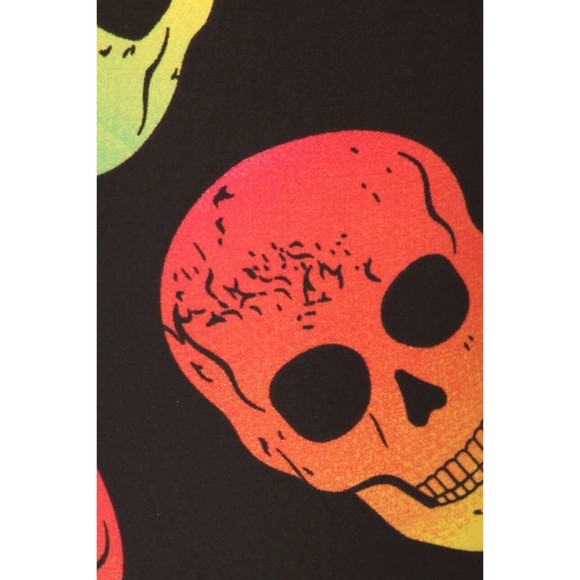 Reg‎ One Size Buttery Soft Black Yellow and Red Sugar Skull Leggings - Picture 5 of 6